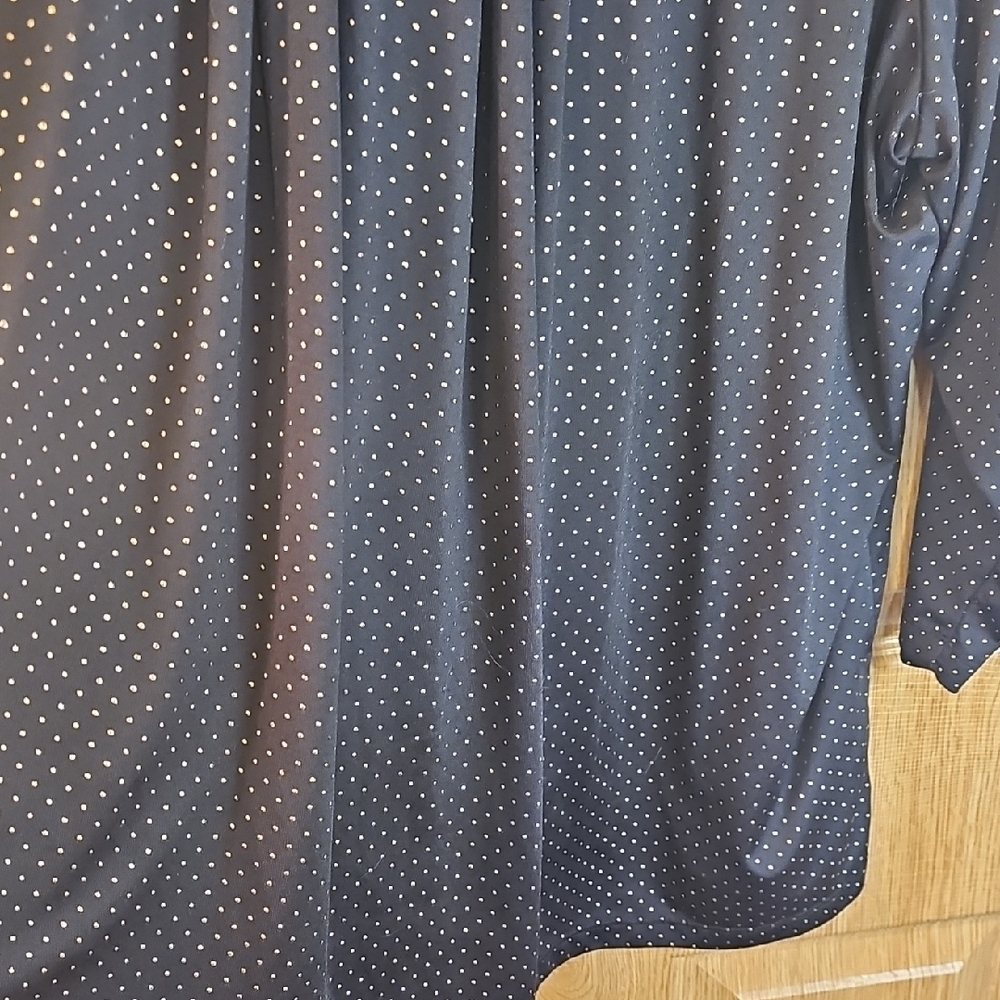 Hearts of Palm Black Blouse with White Dots - Picture 7 of 9